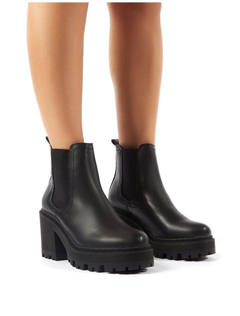 black cleated boots