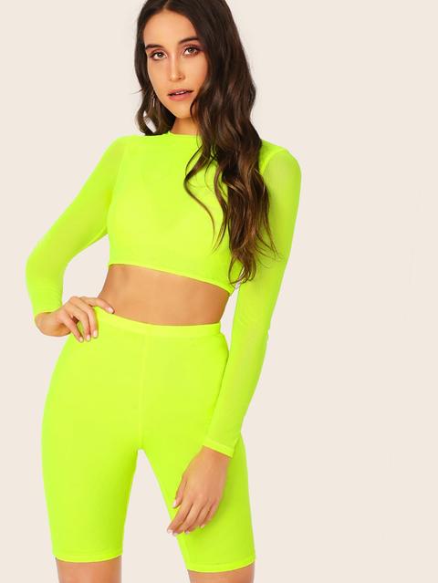 Set Top Aderente In Neon E Shorts Da Ciclisimo
