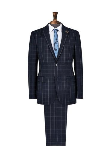 Mens 1904 Astaire Navy Check Suit Jacket*, Blue