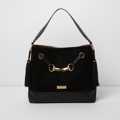 Black Snaffle Front Underarm Slouch Bag