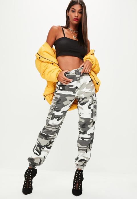 Premium Gray Camo Printed Cargo Pants