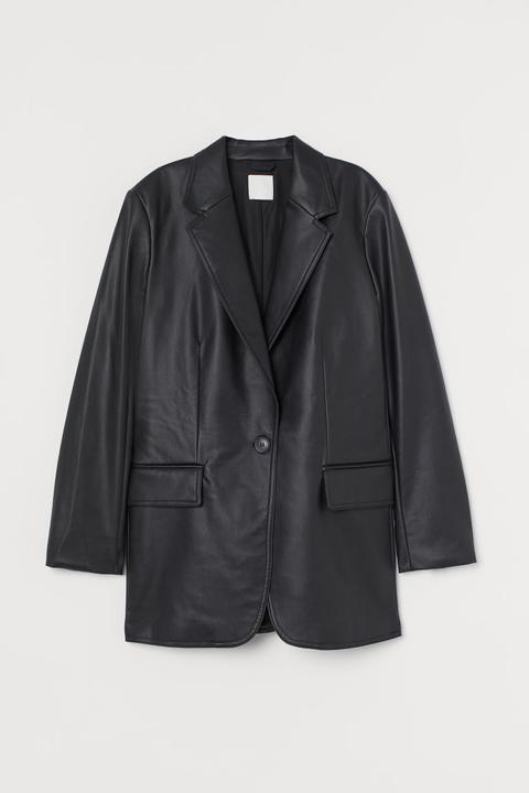 Imitation Leather Jacket - Black