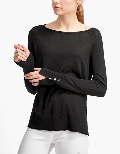 Maglia Manica Bottoni Raglan Nero