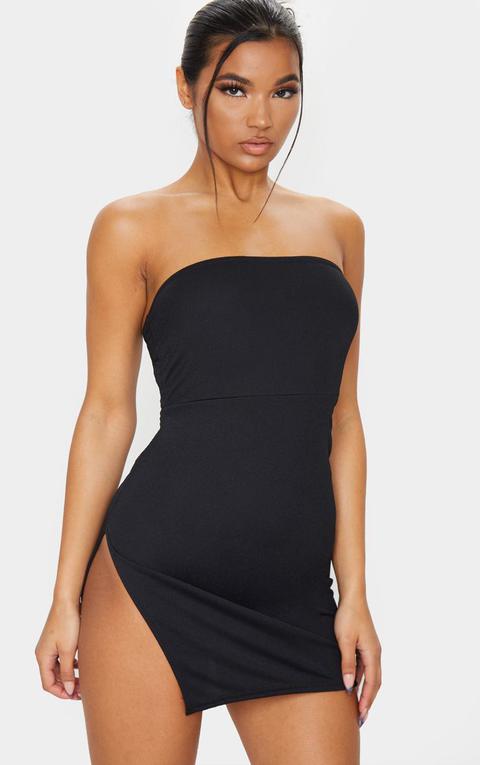 black bandeau bodycon dress