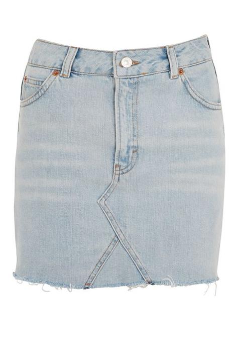 Moto Bleach Denim Mini Skirt