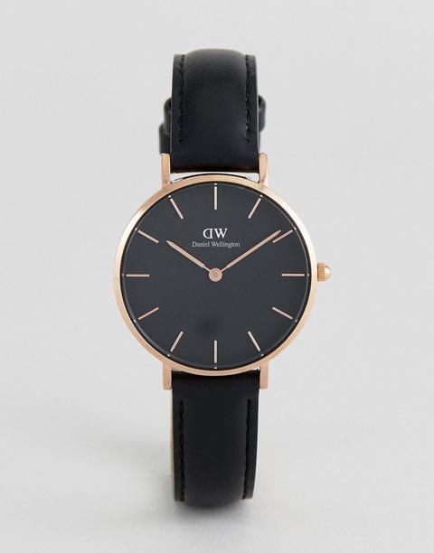 Daniel Wellington - Dw00100168 Petite Sheffield - Orologio Da 32 Mm Con Cinturino In Pelle Nero - Nero