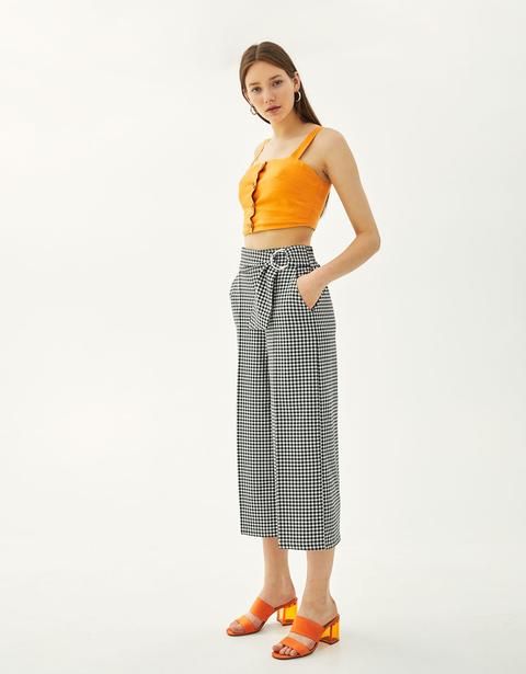 Culotte De Cuadros Con Hebillas