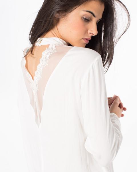 Blusa Cisne Espalda Escote Encaje Crudo