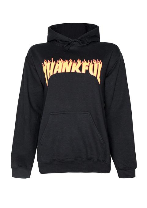 Avril Black Thankful Slogan Hoody