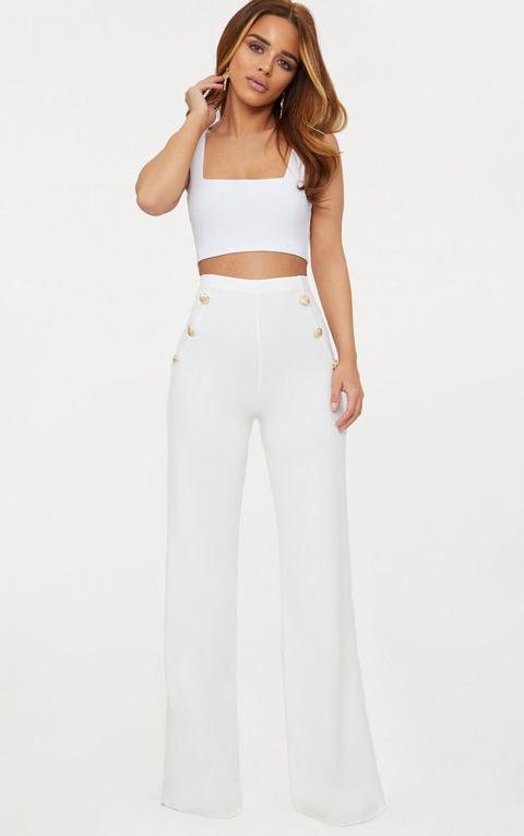 petite white cropped trousers