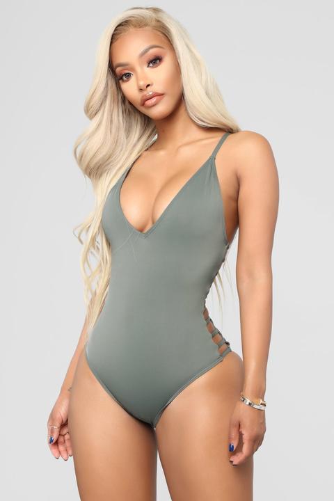 Snake Bite Cut Out Swimsuit - Charcoal