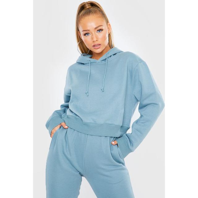 blue cropped hoodie