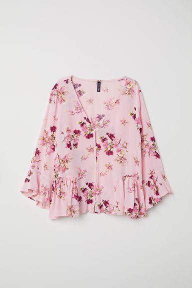 H & M - Blusa Con Volantes - Rosa