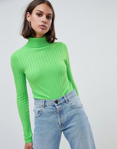 Asos Design Roll Neck Crop Jumper In Rib