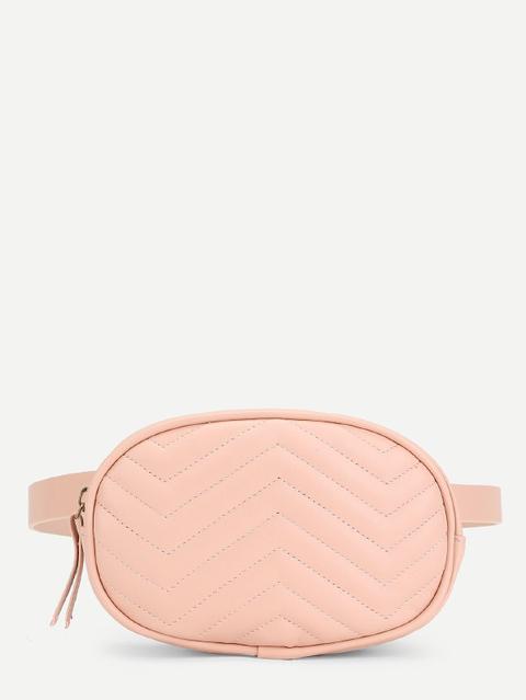 Marsupio In Pu Chevron Con Cinturino Regolabile