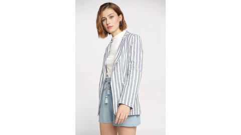 Veste Blazer Cintrée À Poches Blanc Femme