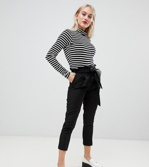 New Look Petite Tie Waist Trousers In 
