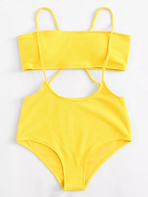 Cross Back Ribbed Two Piece Swimwear