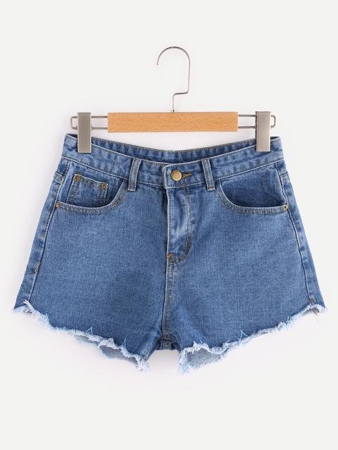 Shorts En Denim De Borde Crudo