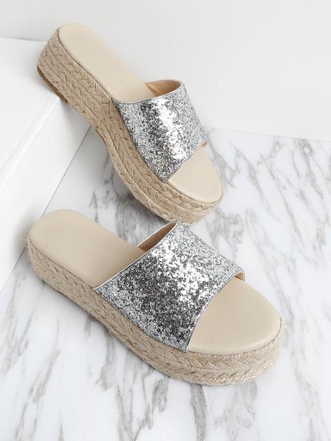 Sandalias Con Plataforma Con Diseño De Brillo