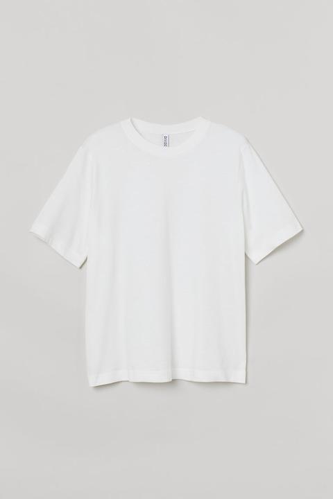 Cotton T-shirt - White from H&M on 21 Buttons