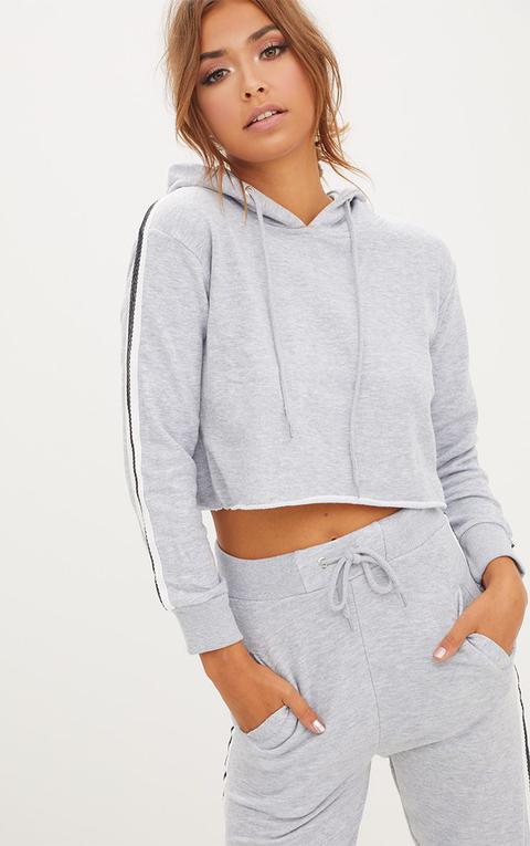 Grey Marl Side Stripe Hoodie