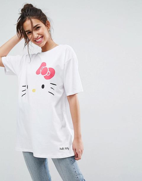 Camiseta Extragrande Con Estampado De Cara De Hello Kitty De Asos