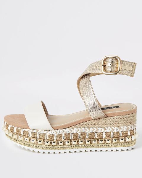 Beige Flatform Espadrille Sandals