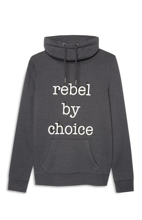 Grey Slogan Hoodie