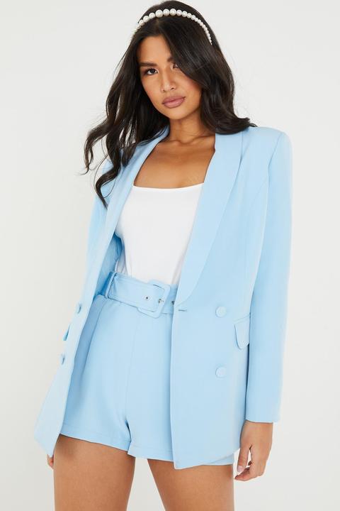 Blue Double Breasted Suit Jacket