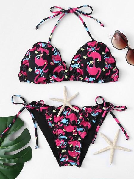 Set Bikini Con Stampa Fenicottero