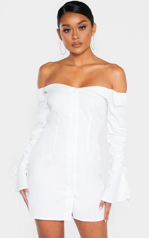 white bardot shirt dress