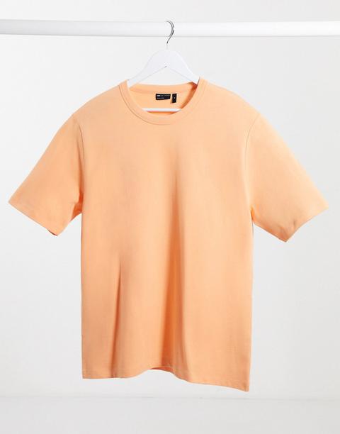 Asos Design Loose Fit Heavyweight T-shirt In Peach-pink