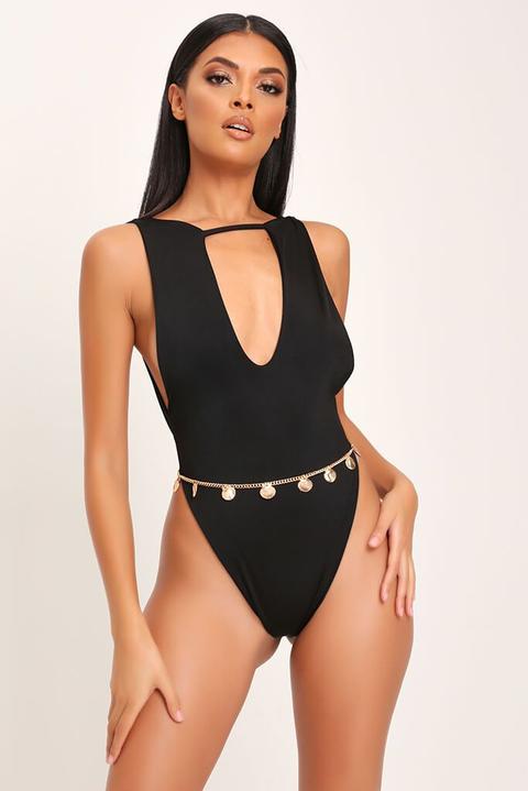 Black Keyhole Front Swim Suit