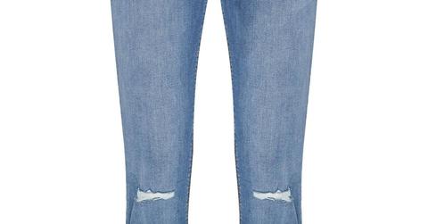 Jeans Skinny Blu Con Strappi