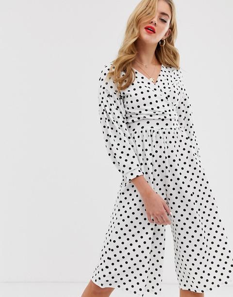 Boohoo - Tuta Jumpsuit A Portafoglio Nera A Pois Con Gonna Pantalone -  Multicolore from ASOS on 21 Buttons