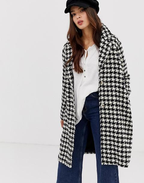 Moon River Oversized Houndstooth Coat - Multi