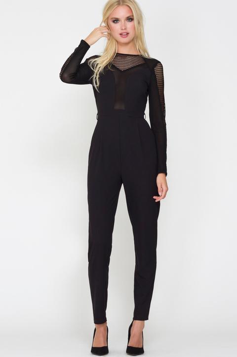 Jumpsuit Nera Con Rete