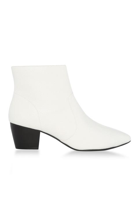 White Pointed Low Ankle Boot