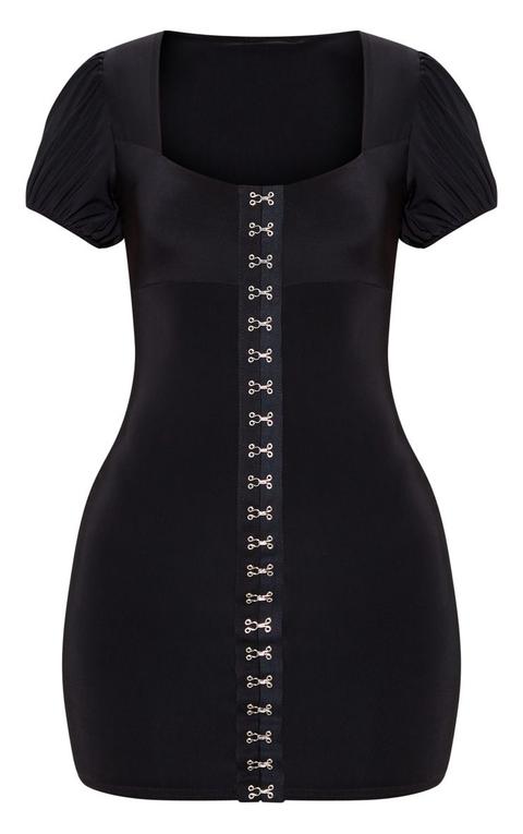 Eye Puff Sleeve Bodycon Dress 