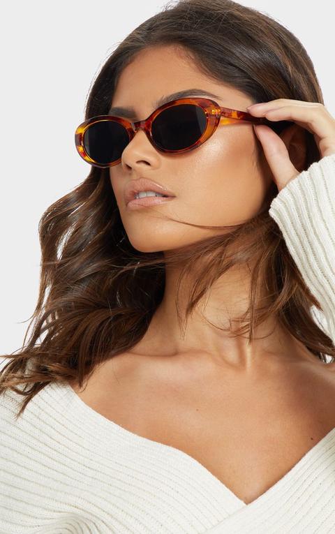 Brown Marble Effect Frame Oval Sunglasses
