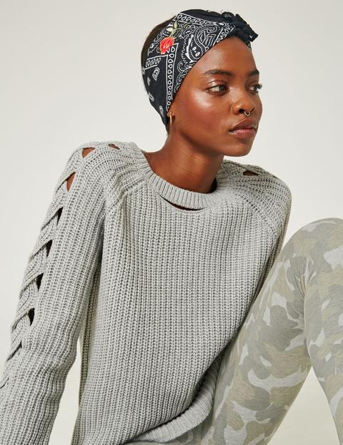 Grey Marl Jumper With Open Details