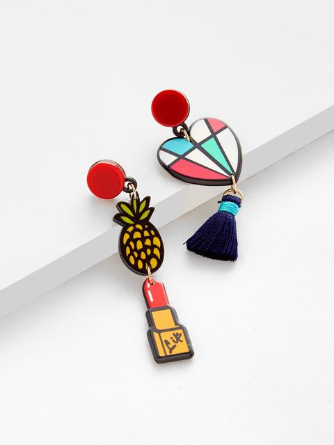 Pendientes Con Corazón Y Barras De Labios