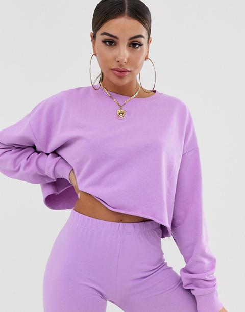 Asos Design - Sweat-shirt Court Oversize D'ensemble - Lilas-violet