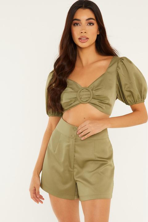 Khaki High Waist Shorts