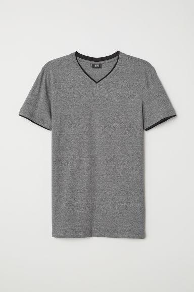 H & M - T-shirt Scollo A V Muscle Fit - Grigio