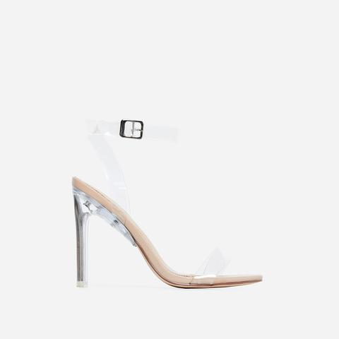 Invisible Barely There Flat Perspex Heel In Nude Patent, Nude