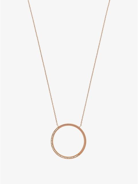 Pavé Rose Gold-tone Pendant Necklace