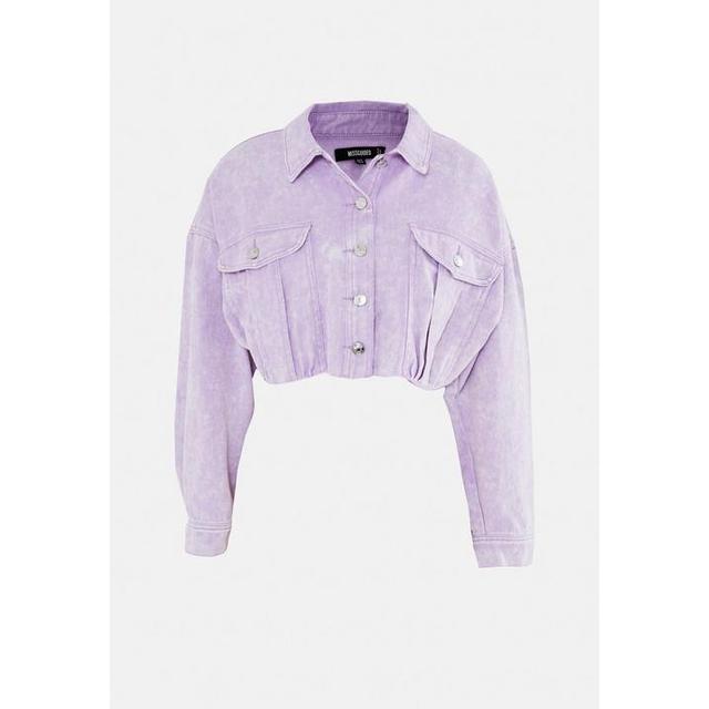 cropped purple denim jacket