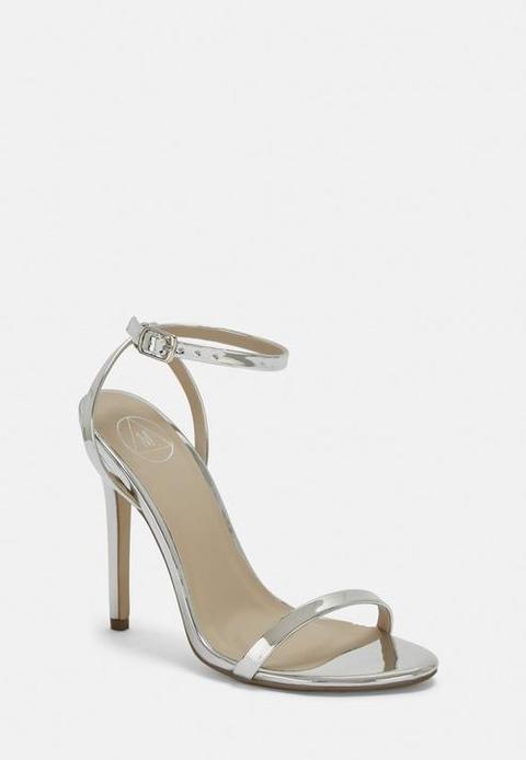 Silver Barely There Heels, Silver